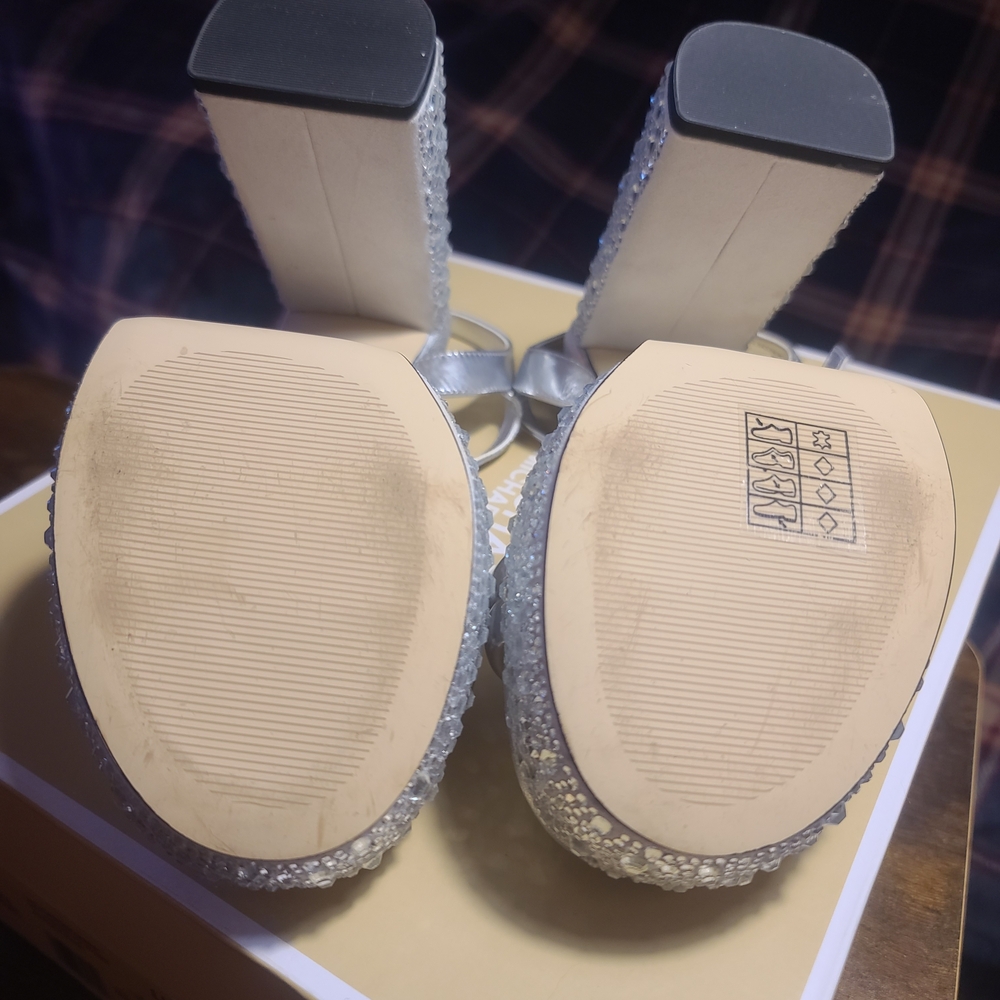 Michael Kors Silver Glitter Platform Sandals - Picture 4 of 5